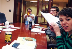 Nerf guns have been a welcome addition to ABC's creative workspace.